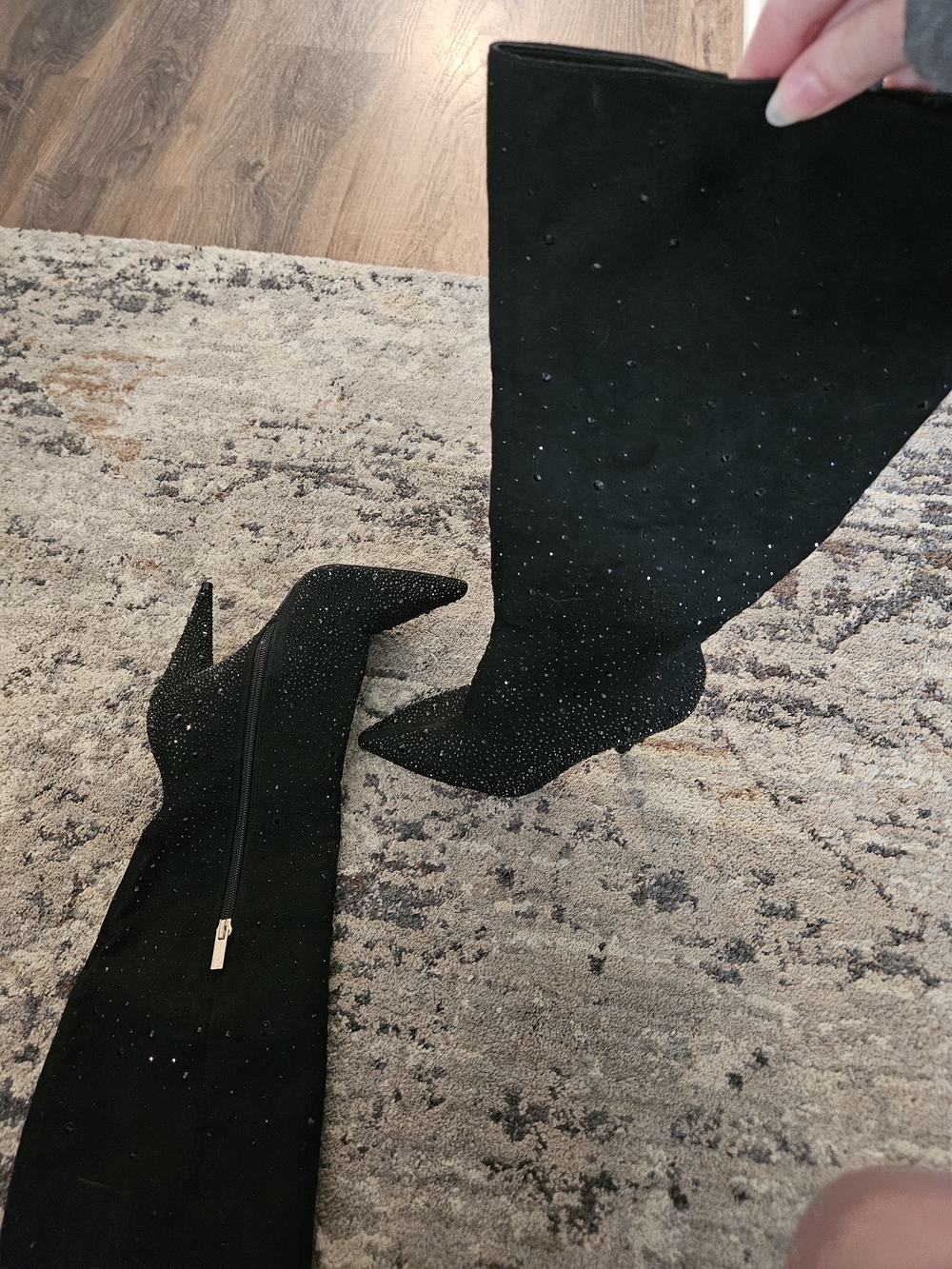 Jessica Simpson Black Embellished Pointed-Toe Knee Boots